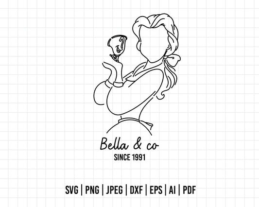 COD69- Beauty and the beast svg, bella & co svg, beast svg, outline svg, cricut, silhouette,Disney svg, Princess Belle