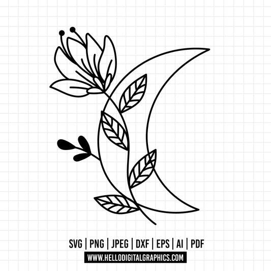 COD698- Moon svg, Flowers svg, forest svg, moon phases svg