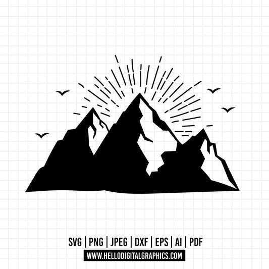 COD703- Mountains svg, Natural Silhouettes, Mountain Range Clip Art, Commercial Use, Travel svg, Instant download