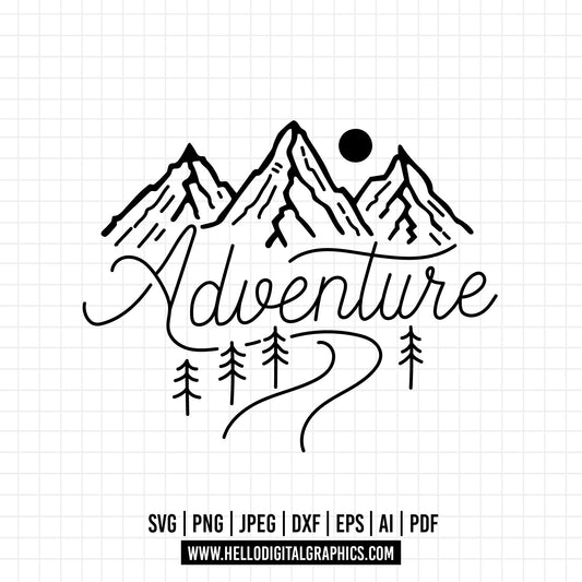 COD715- Adventure svg, Mountains svg, Natural Silhouettes, travel svg