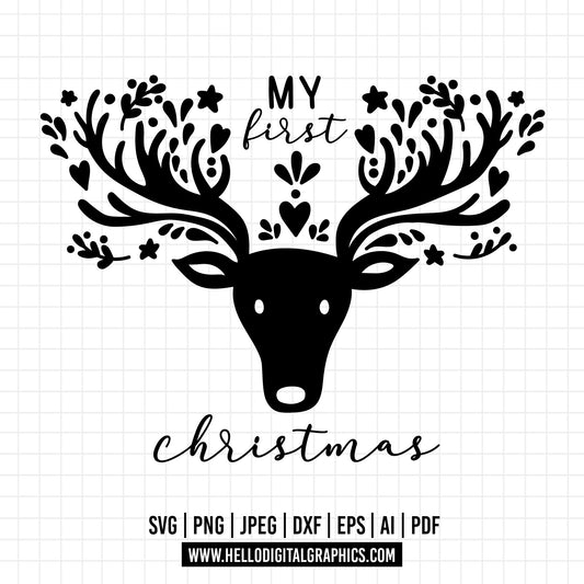 COD716- Merry Christmas svg, My first christmas svg, Bear svg, Christmas svg, deer svg