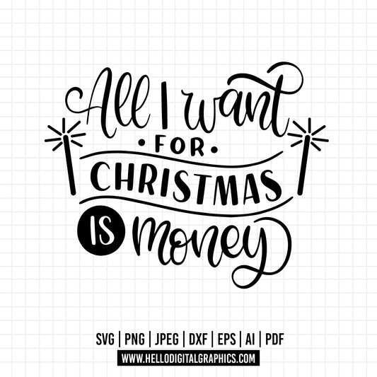 COD723- All I want for christmas is money svg, Christmas svg, winter svg, christmas quote svg