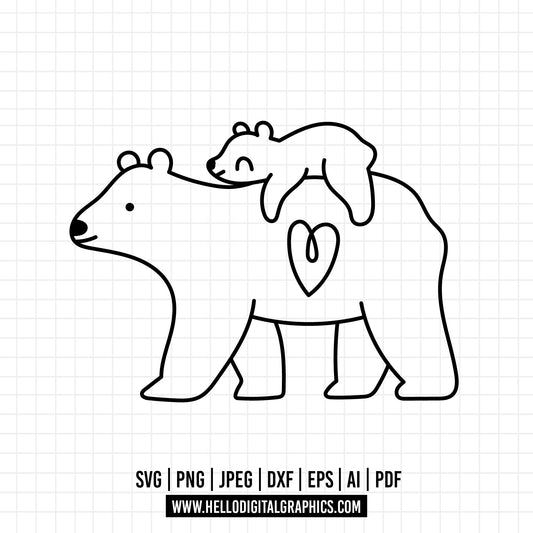 COD733- Mama Bear with Baby Bear, Papa Bear, Bear Cub SVG, Bear svg, animals svg