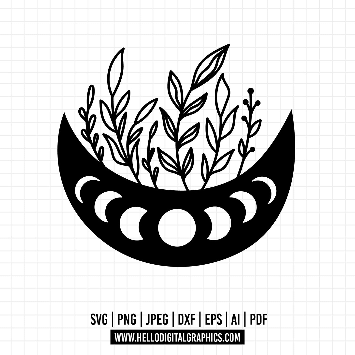 COD734- Moon svg, Flowers svg, forest svg, moon phases svg