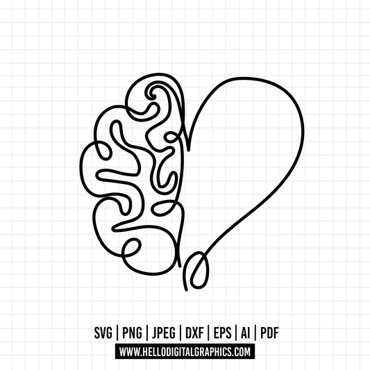 COD738 - Love your mind and your heart equally svg, Mental Health SVG, Mental health matters, mental awareness SVG, designs, cut files for Cricut