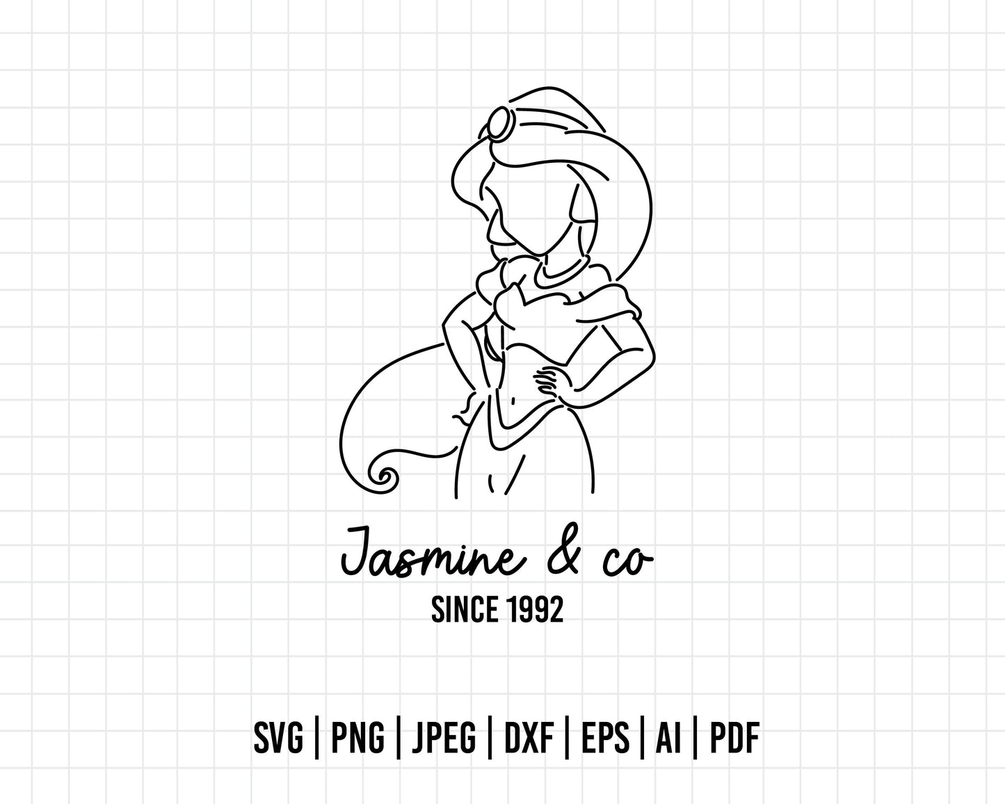 COD75- Jasmine & co Svg, Princess Svg, Arabian Princess SVG, outline svg, Aladdin svg, Princess svg, silhouette svg, disney svg