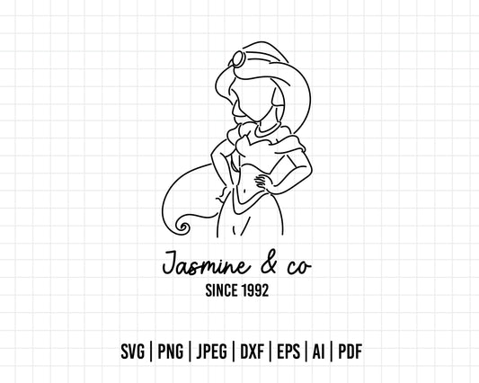 COD75- Jasmine & co Svg, Princess Svg, Arabian Princess SVG, outline svg, Aladdin svg, Princess svg, silhouette svg, disney svg