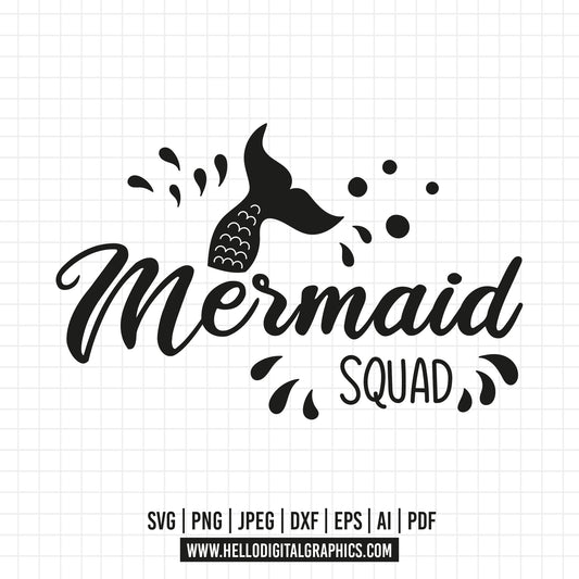 COD754- Mermaid squad svg, Little Mermaid svg, Ariel svg, Outline Svg, Princess svg, disney svg, Cricut, Silhouette