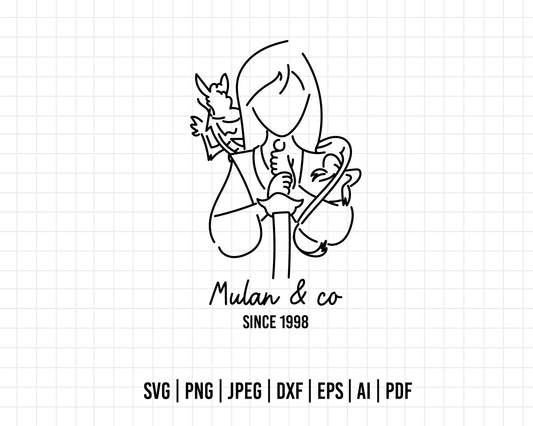 COD76- Mulan & co svg, Disney svg, Disney princess svg, outline svg, cricut, silhouette, Princess svg