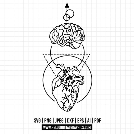 COD760 - Brain and Heart SVG, Anatomy Design,  Brain and Heart SVG, Doctor Svg, Mental Health SVG