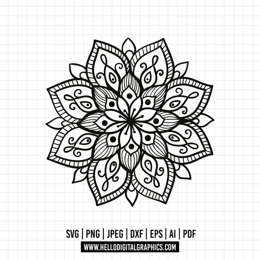 COD763- Mandala Svg, Meditation Svg, Spiritual Svg, Flower Svg