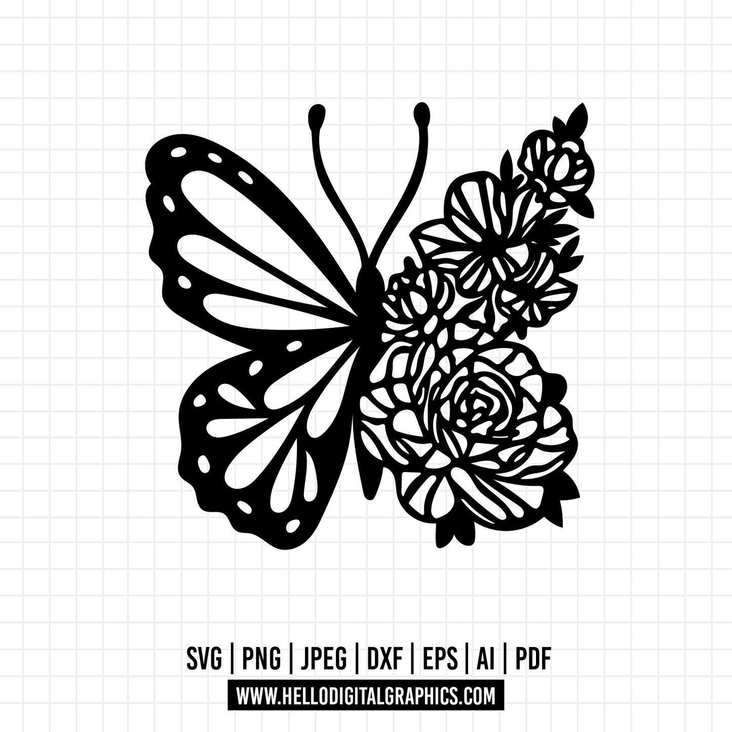 COD774- Butterfly svg, butterfly with flowers clipart, Positivity svg