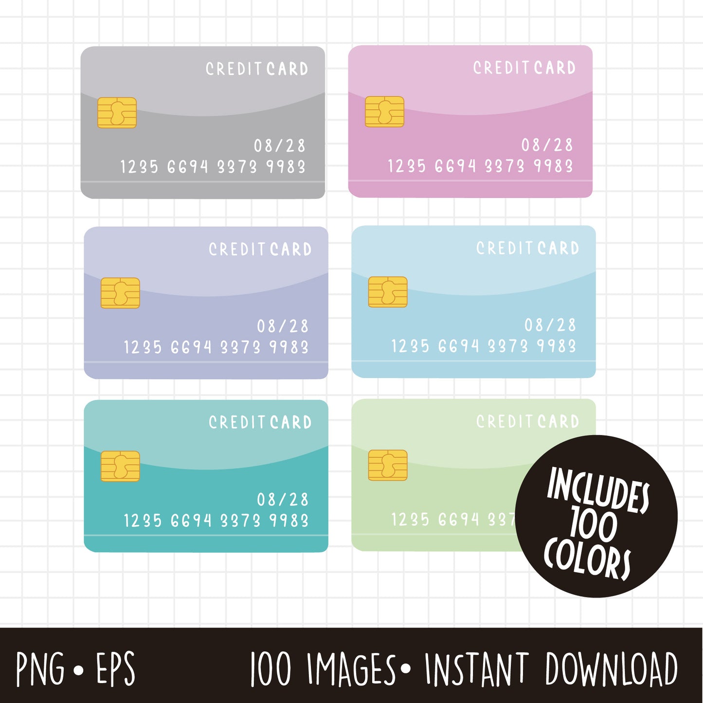 COD787 - Credit Card Clipart, Digital Clipart - Instant Download - PNG files included
