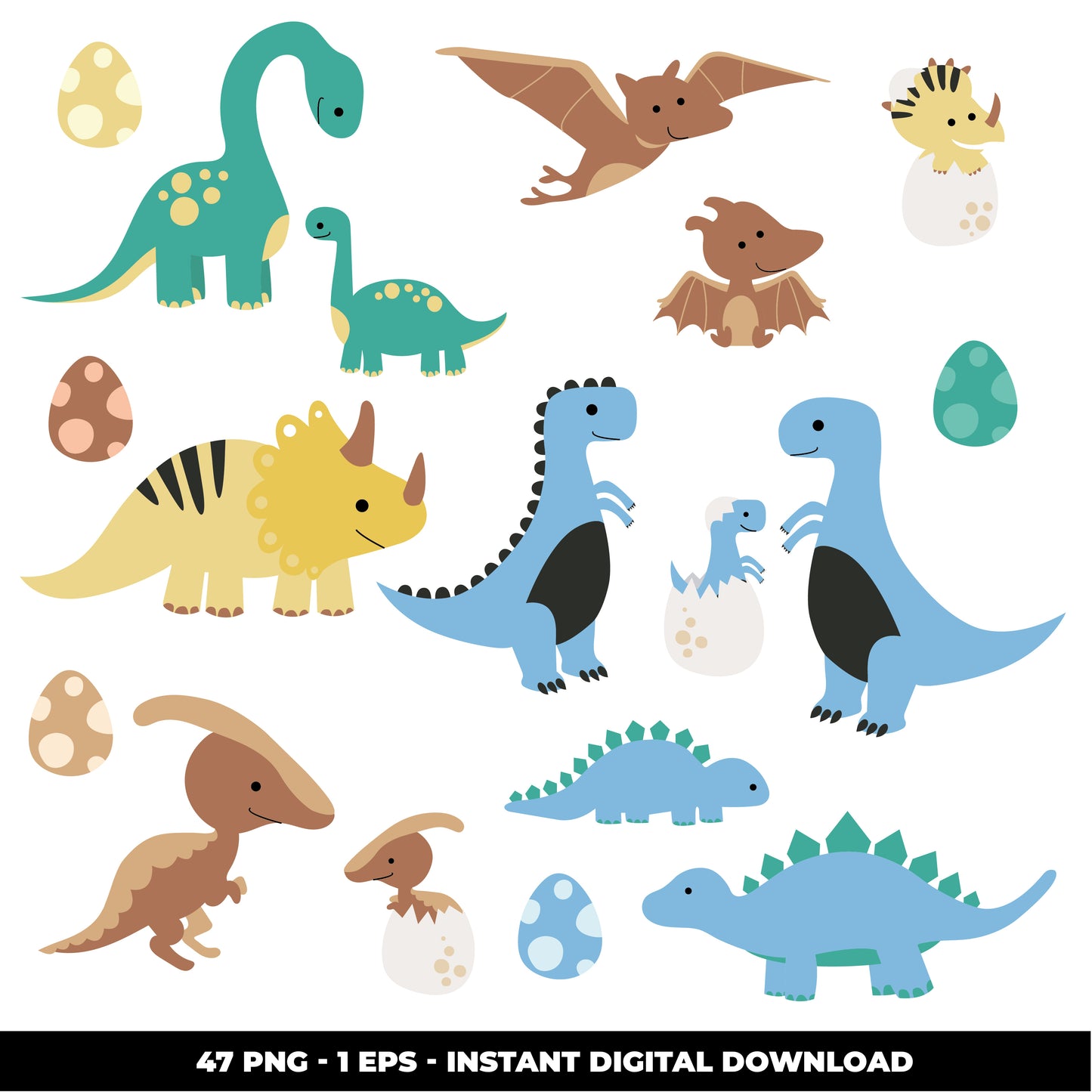 COD795 - Dinosaur clipart, kids dinosaur clipart, t-rex clipart, dino clipart, triceratops clipart files
