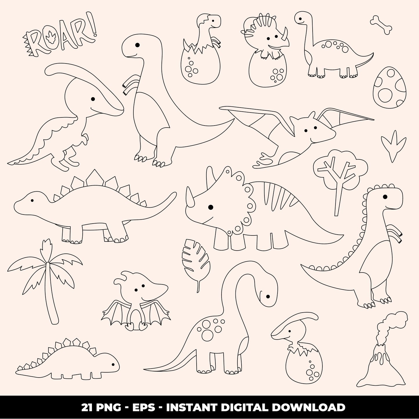 COD804 - Dinosaur clipart, kids dinosaur clipart, t-rex clipart, dino clipart, triceratops clipart files