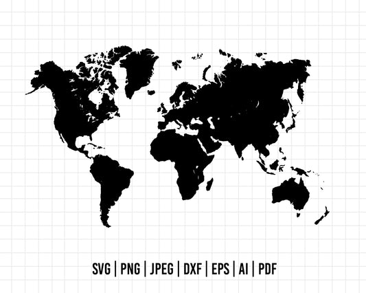 COD81- World Map svg, World Map Silhouette Svg, Map Svg, travel svg, world svg