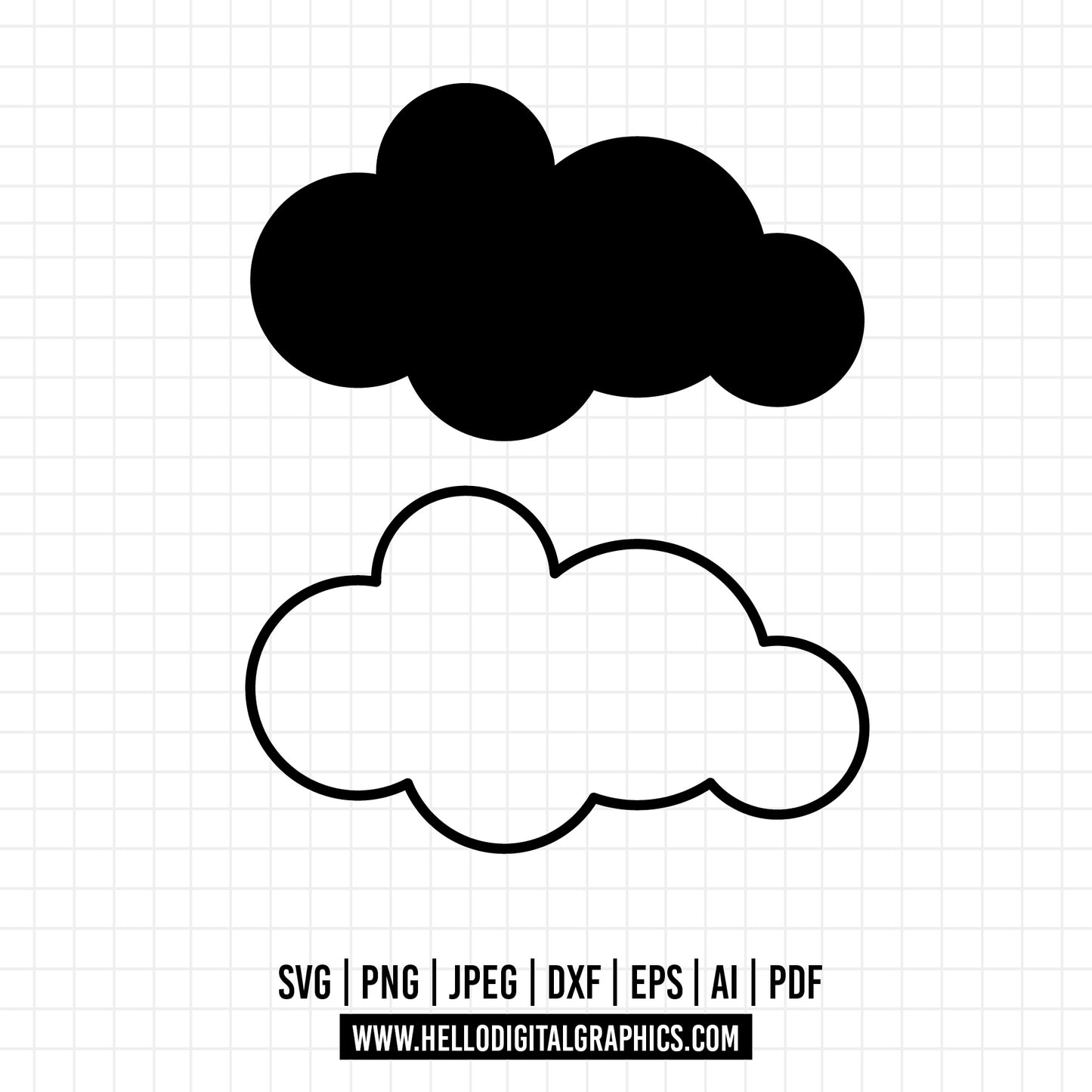 COD812 - Cloud Outline and Shape SVG Files | Cloud Silhouette Cut Files | Clouds SVG Vector Files | Weather Vector
