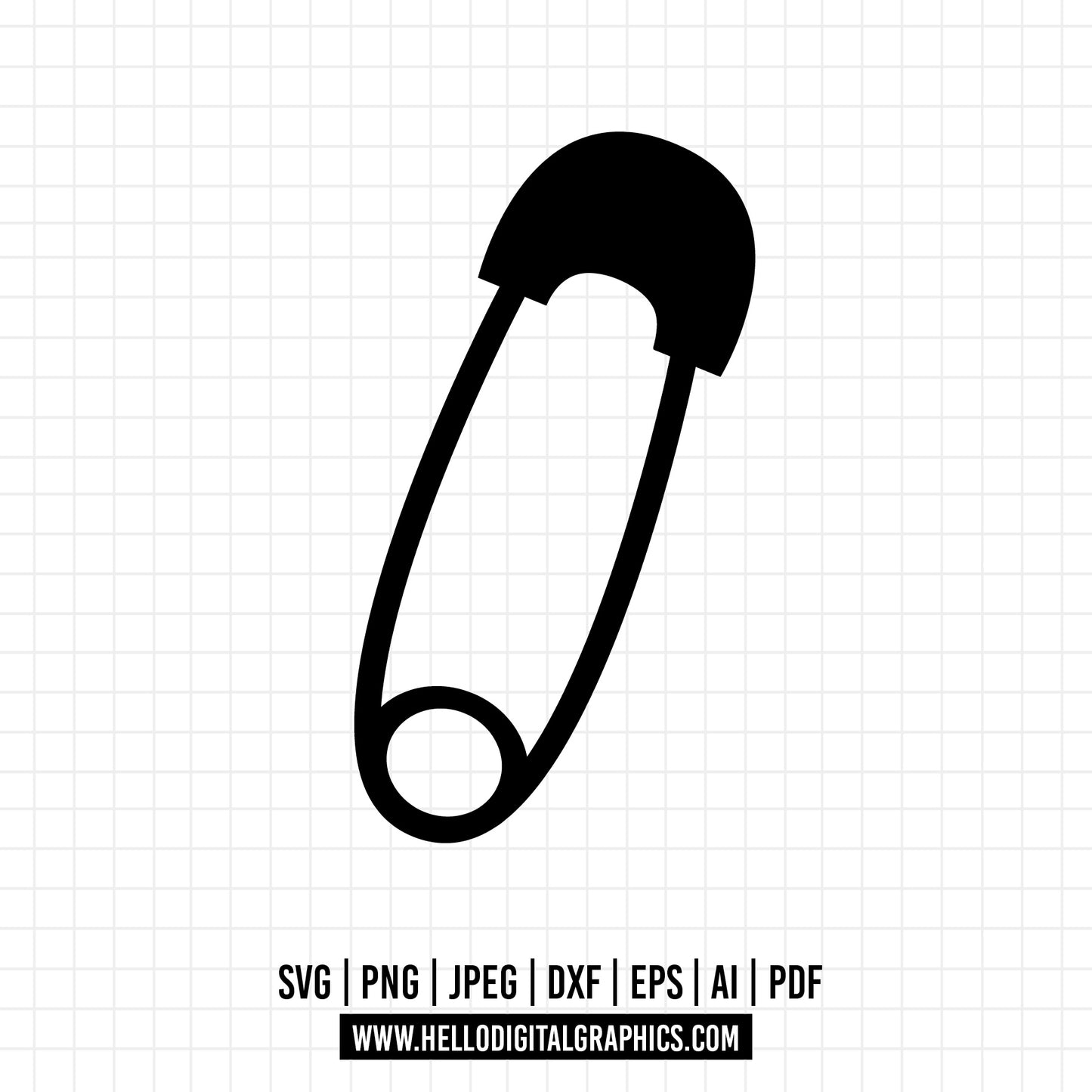 COD822 - Closed Safety Pin, SVG PNG JPG, Bobby Pin, Commercial Use, Instant Download, Baby Pin, Closed Pin, Safety Clip, File for Cricut, Silhouette