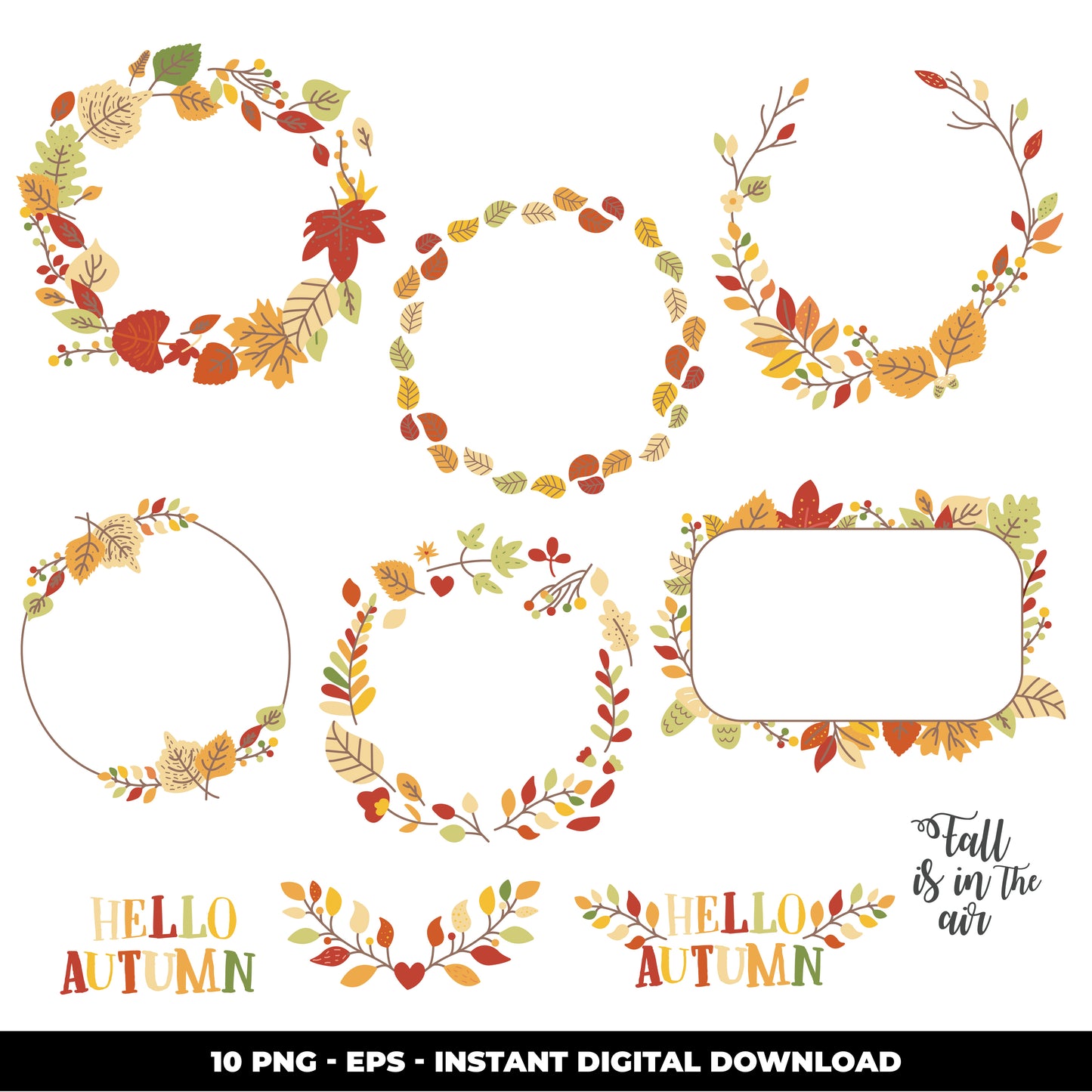 COD843 - Autumn leaves Clipart, autumn Clipart, fall printable, fall sillhouette , scrapbook cliparts/Instant Download, fall vector