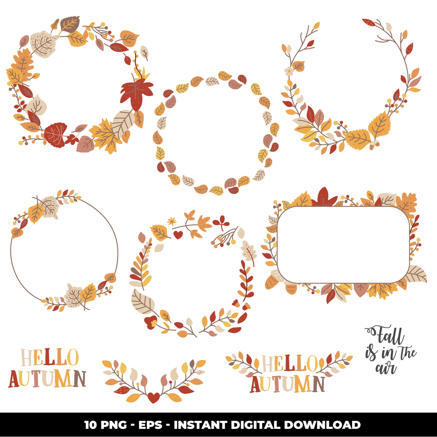COD844 - Autumn leaves Clipart, autumn Clipart, fall printable, fall sillhouette , scrapbook cliparts/Instant Download, fall vector