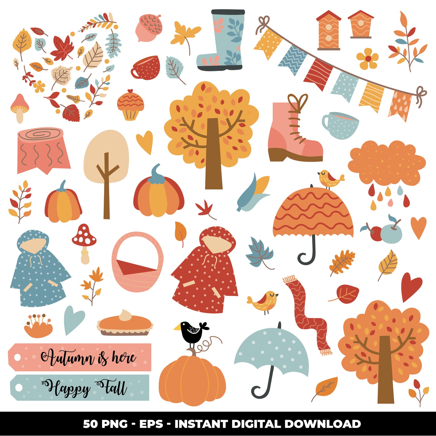COD846 - Autumn clipart, fall clipart, Leaves clipart, Plants eps, Paper Leaves, Leaf Templates, Wreath