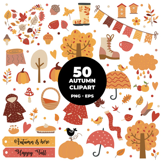 COD847 - Autumn clipart, fall clipart, Leaves clipart, Plants eps, Paper Leaves, Leaf Templates, Wreath