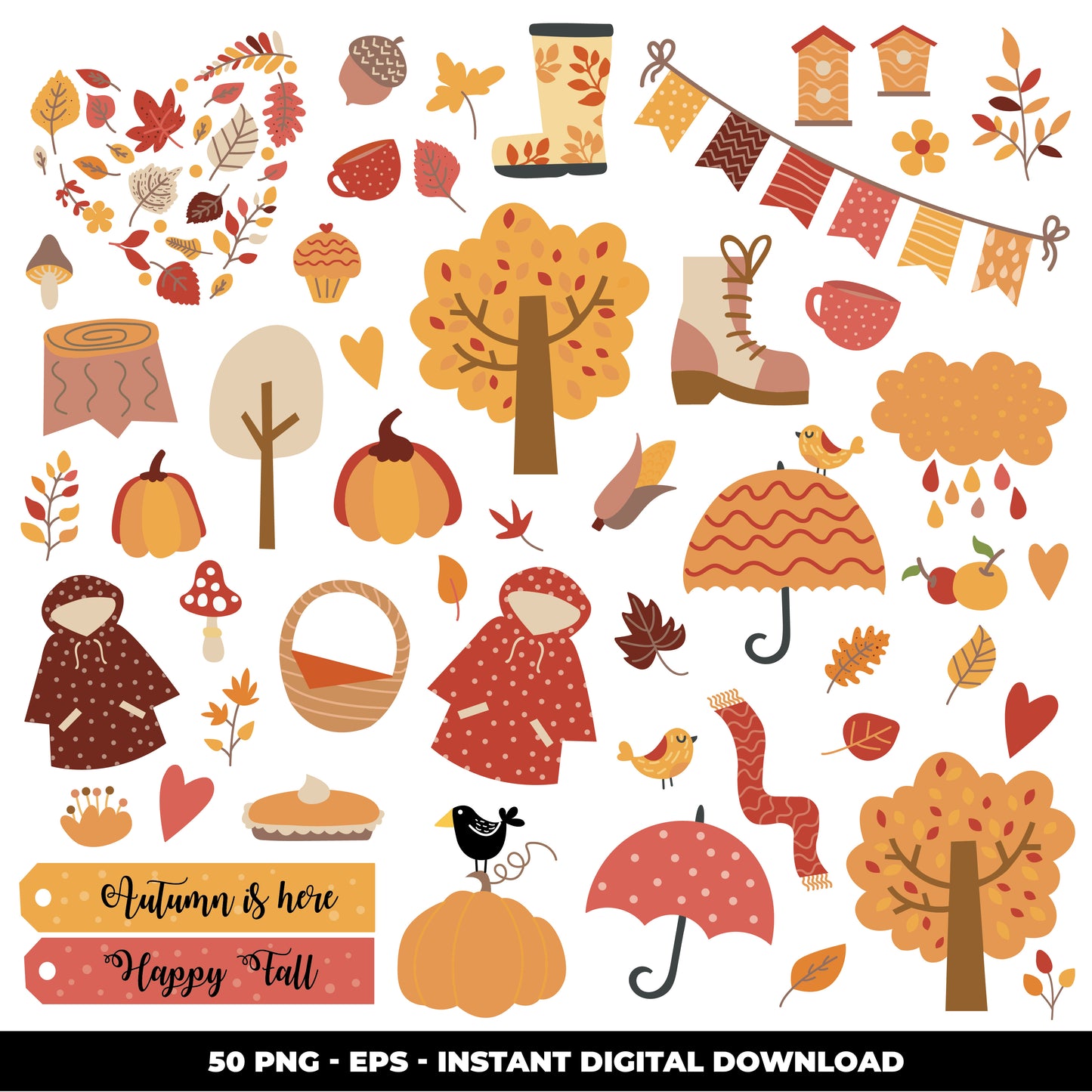 COD847 - Autumn clipart, fall clipart, Leaves clipart, Plants eps, Paper Leaves, Leaf Templates, Wreath