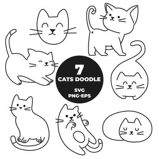 COD857- Cat svg, cat paw print svg, cat clipart, animal svg, cat lover svg, cat doodle svg