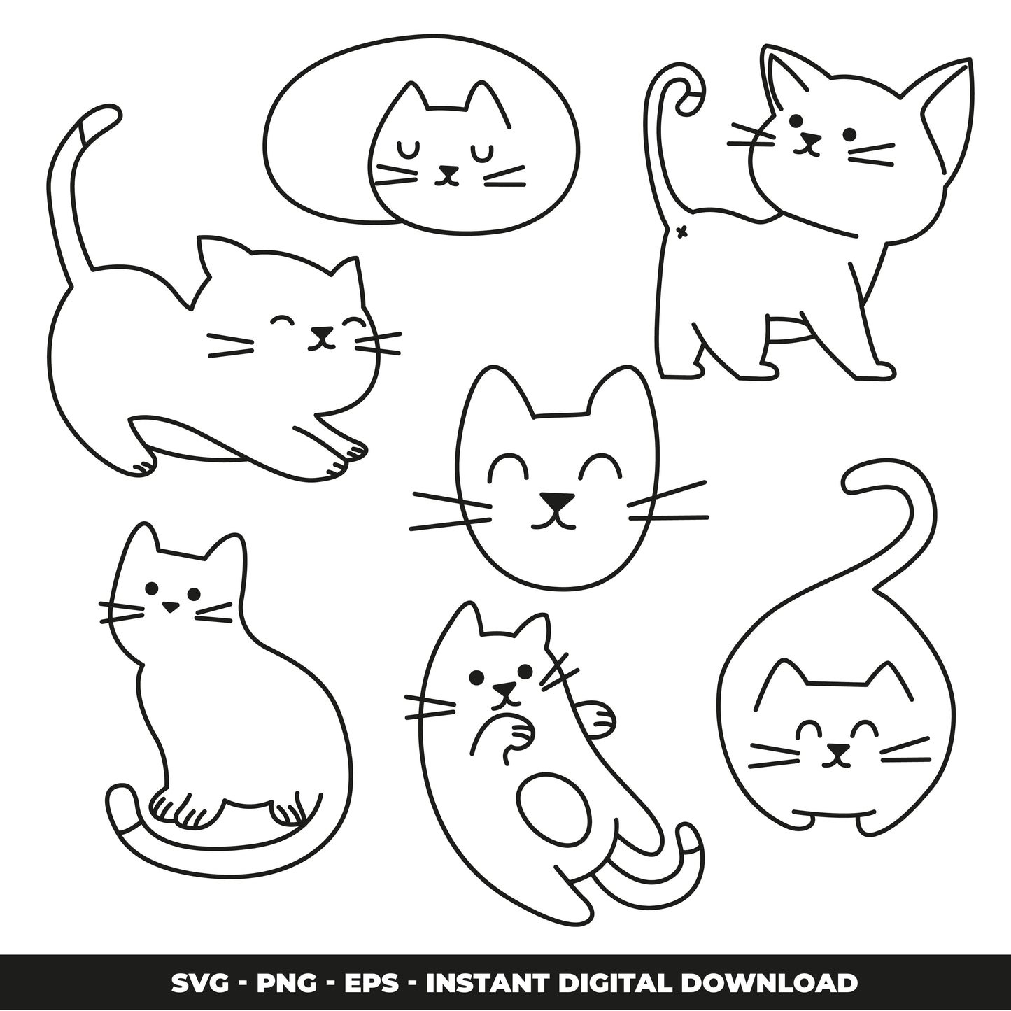 COD857- Cat svg, cat paw print svg, cat clipart, animal svg, cat lover svg, cat doodle svg