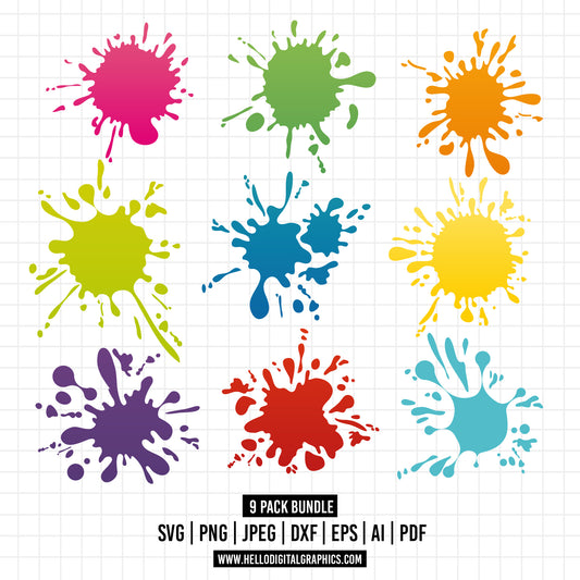 COD859 Paint Splatter SVG, Bundle, Paint Splats Svg, Paint Svg, Clipart, Vector, Ink splatter, Paint streak blob, Cut File for Cricut