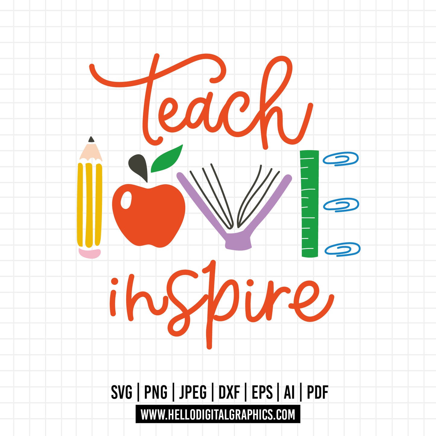 COD865- Teach love inspire svg, School svg, Best teacher ever svg, Senior Class of Graduates svg, Graduation Cap SVG