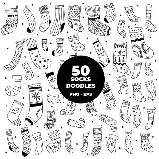 COD867- Christmas socks doodle svg, Merry Christmas svg, Snowman svg, Bear svg, Christmas svg