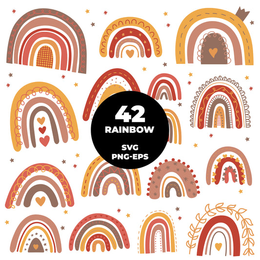COD870 Rainbows doodle clipart, rainbow digital clip art set, rainbow vector, rainbow printable, Commercial use
