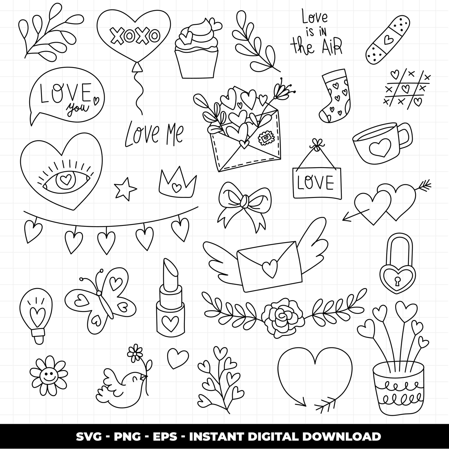 COD880- Doodle Heart svg, Self Love Svg, Heart svg, Hand-drawn svg, True love svg