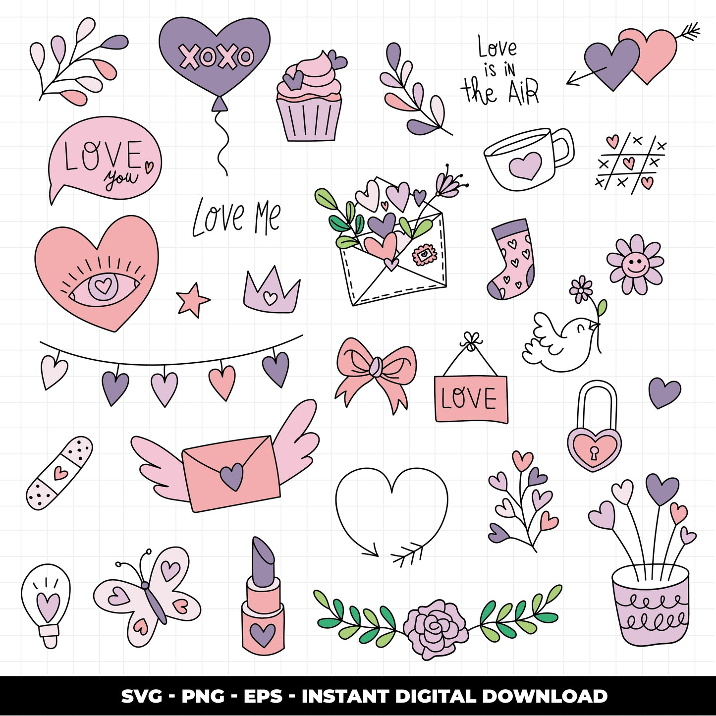COD882- Valentine's day svg, Self Love Svg, love clipart, love vector, Heart svg, Hand-drawn svg, True love svg