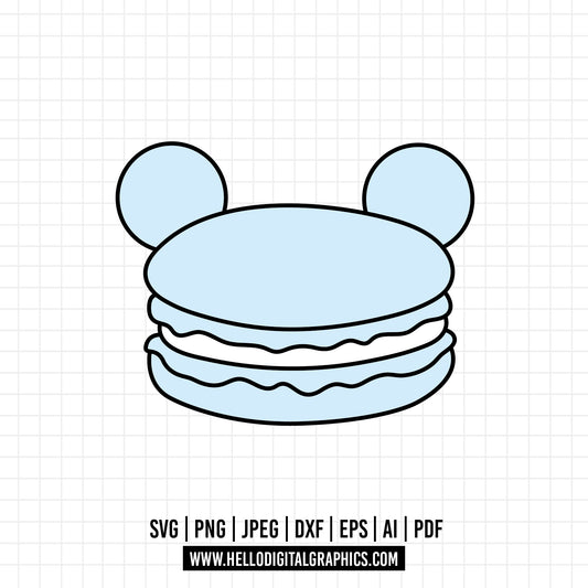 COD893 Mickey Macaron svg, Park Snacks Food Pastel svg,  Mickey SVG, Magic Kingdom PNG Instant Download