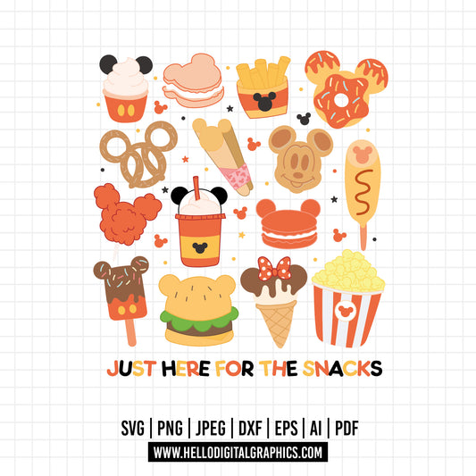 COD907- Just here for the snacks svg, snackgoals svg, Snacks svg, Mickey Mouse Ears Head, Disney svg, mickey svg, Silhouette, Cricut