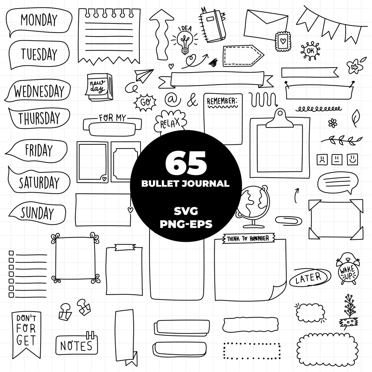 Jernel Svg COD914 Bullet journal svg, bujo clipart, Notes Clipart, school Clipart ...