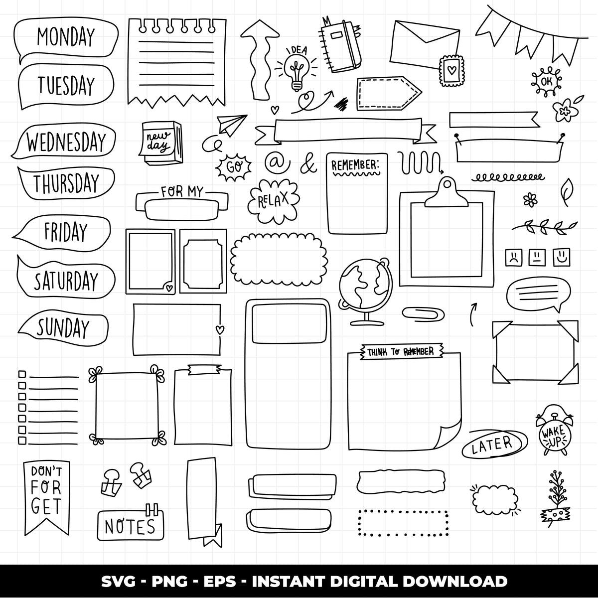 COD914 Bullet journal svg, bujo clipart, Notes Clipart, school Clipart ...