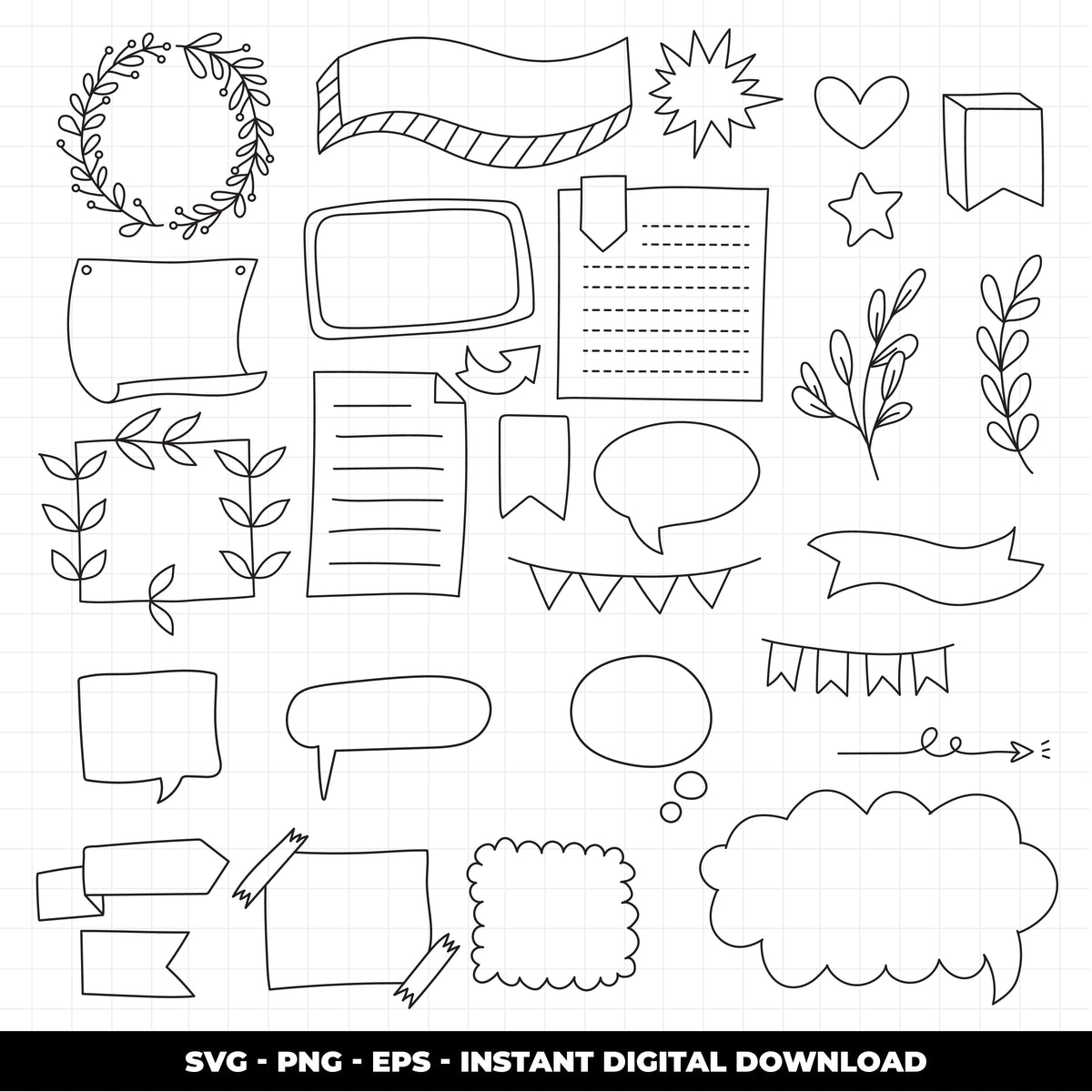 Jernel Svg COD917 Bullet journal svg, bujo clipart, Notes Clipart, school Clipart ...