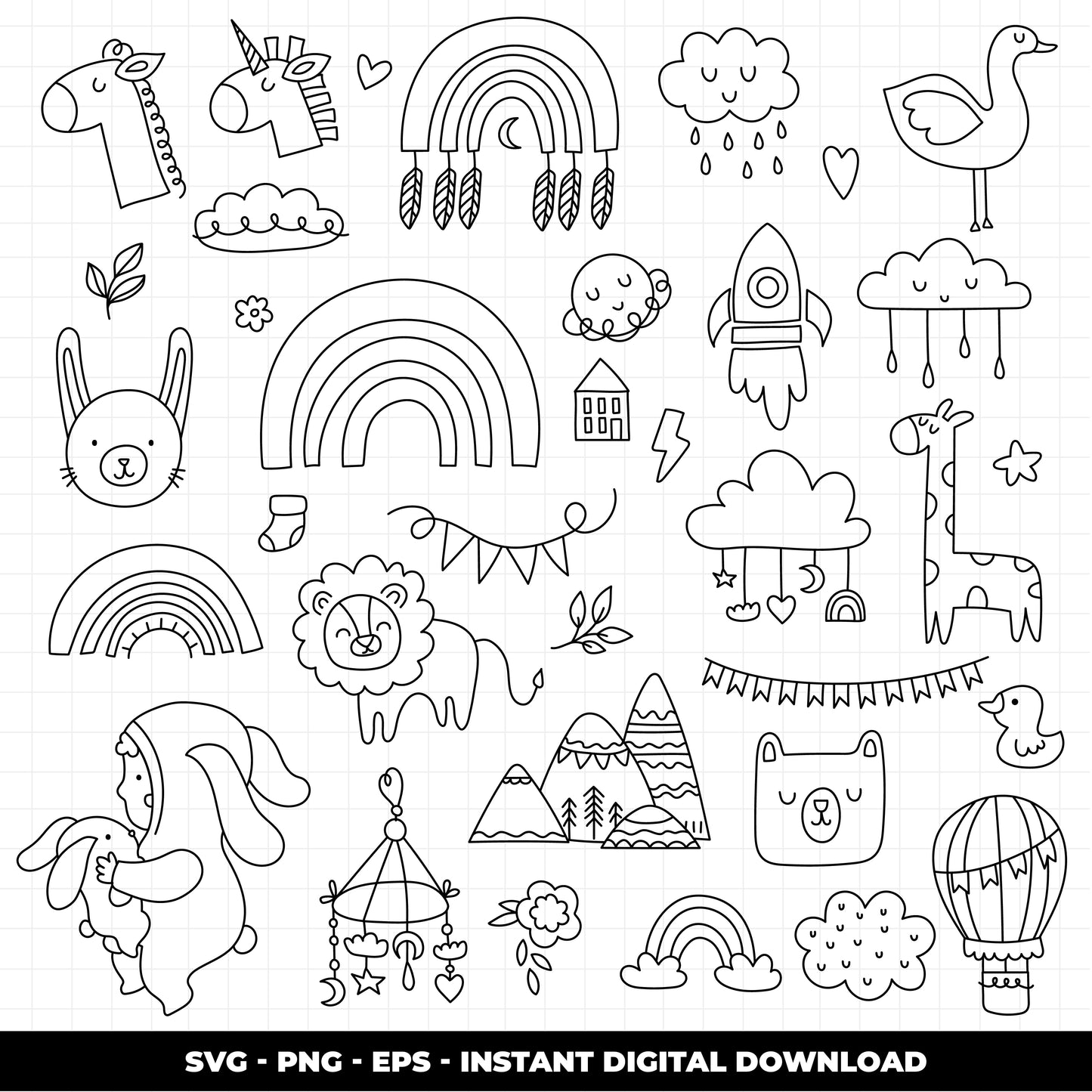COD938 Baby svg, baby doodle svg, baby png, baby clipart, unicorn baby svg