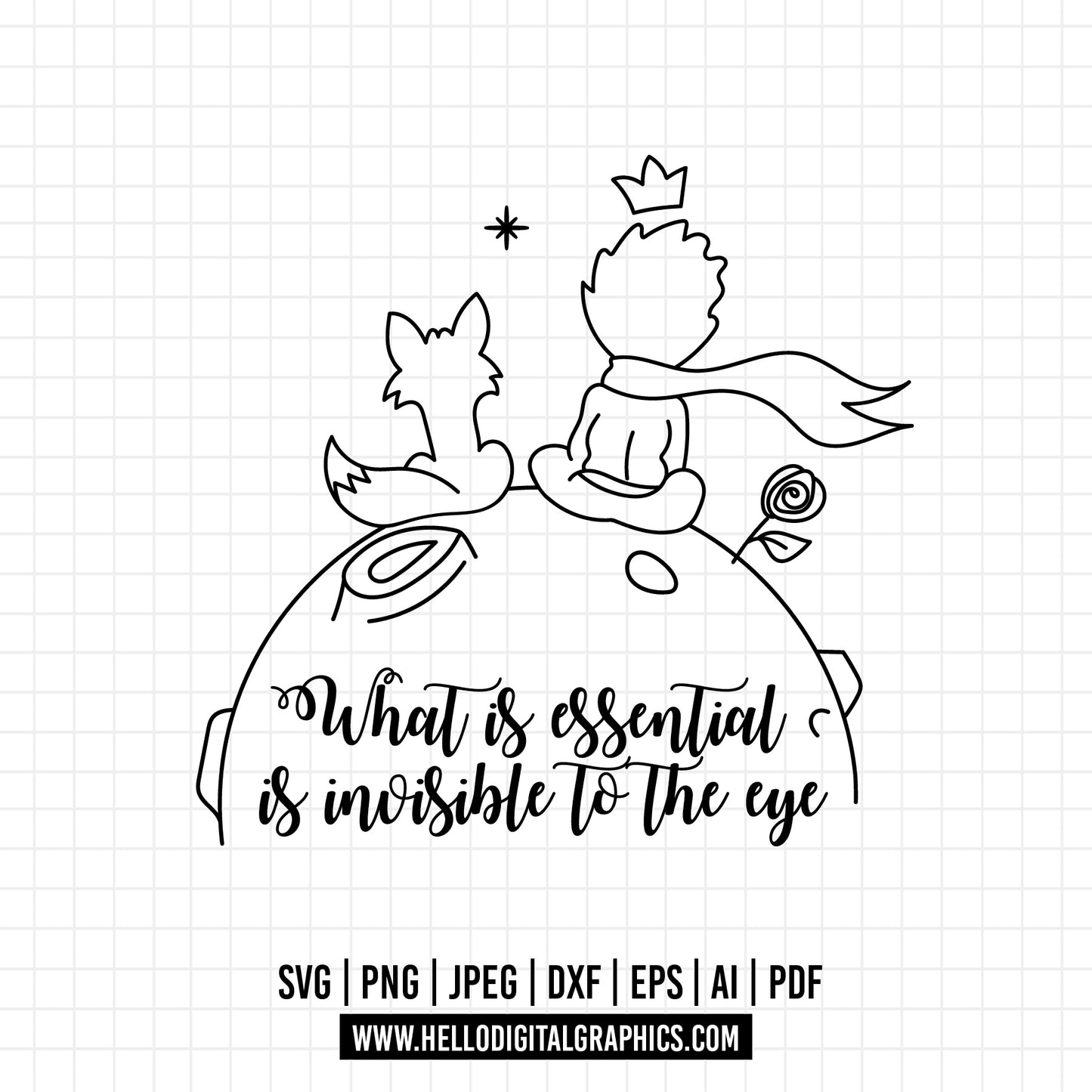 COD955- The Little Prince and the fox SVG, The Little Prince Svg, The Little Prince Clipart, Le Petit Prince Art, Cricut, Silhouette