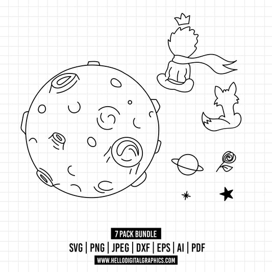 COD956- The Little Prince and the fox SVG, The Little Prince Svg, The Little Prince Clipart, Le Petit Prince Art, Cricut, Silhouette