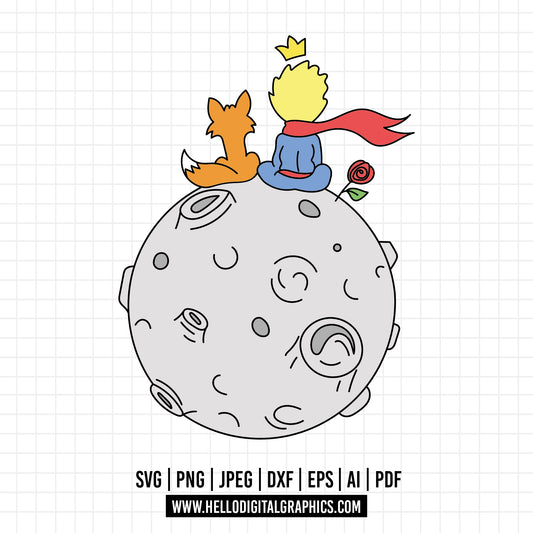 COD958- The Little Prince and the fox SVG, The Little Prince Svg, The Little Prince Clipart, Le Petit Prince Art, Cricut, Silhouette