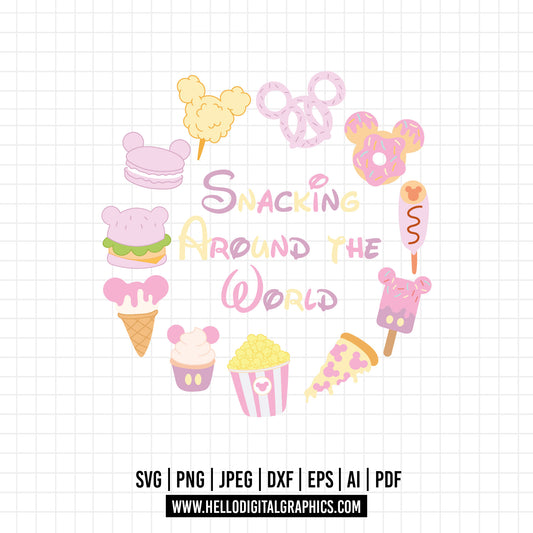 COD971- Snacking around the world svg, snackgoals svg, Snacks svg, Mickey Mouse Ears Head, Disney svg, mickey svg, Silhouette, Cricut