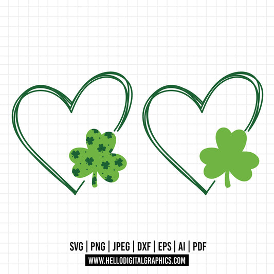 COD978 Saint Patrick's Day Heart svg, Saint Patrick's Day svg, Heart with Shamrocks SVG File- St. Patrick's Cut File