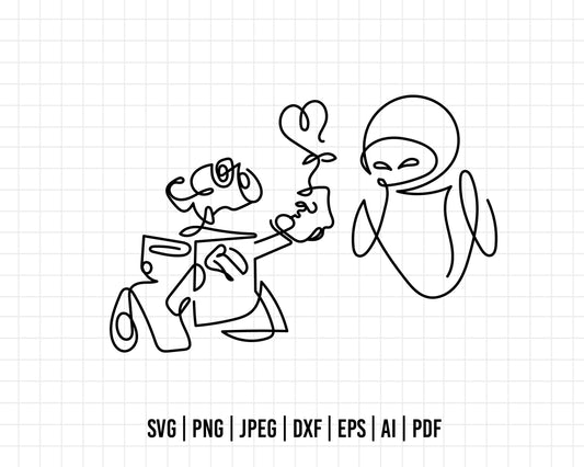 COD98- Wall e svg, Wall-e and Darling svg, Valentine's Day SVG, disney svg