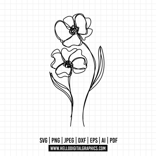 COD982- Flowers LineArt Svg, Flower Bouquets Svg, Line Art Svg/Minimalist Svg/Flower svg/trendy svg /Boho Svg/INSTANT DOWNLOAD