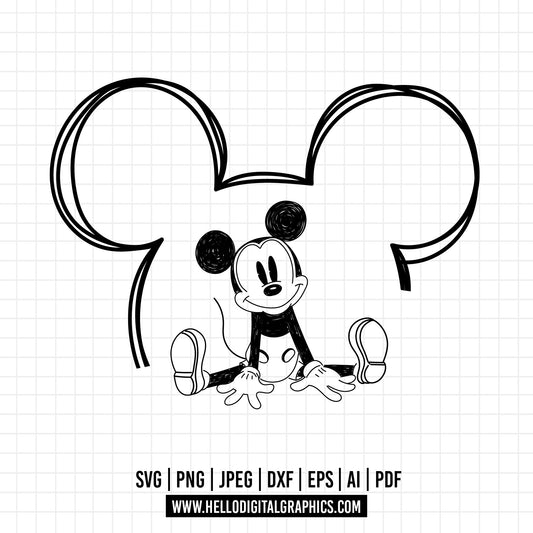 COD986- Disneyland svg, Mickey sketch svg, Mickey Svg, Disney svg, Magical svg