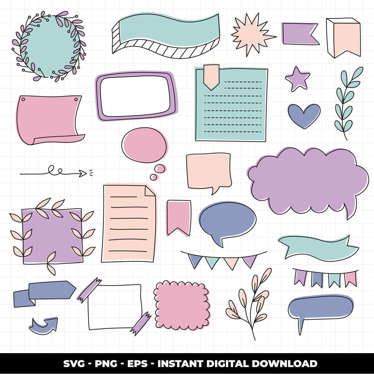 Jernel Svg COD989 Bullet journal svg, bujo clipart, Notes Clipart, school Clipart ...